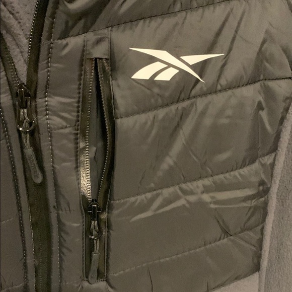 Reebok Men's Black and Gray Hooded Fleece Jacket - Picture 3 of 6